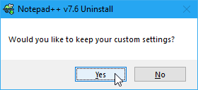 Saglabājiet pielāgoto iestatījumu dialoglodziņu, atinstalējot Notepad ++