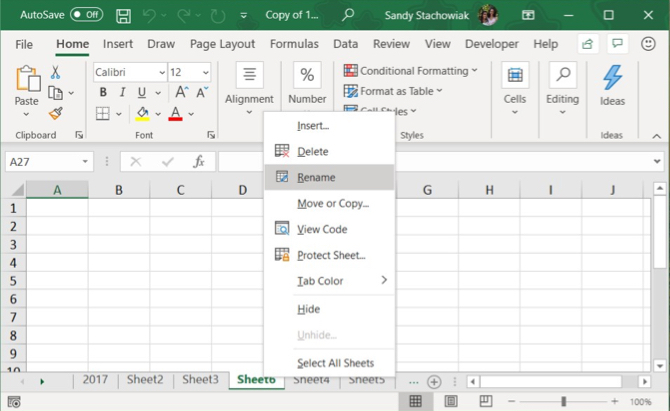 Cilne Excel pārdēvēt
