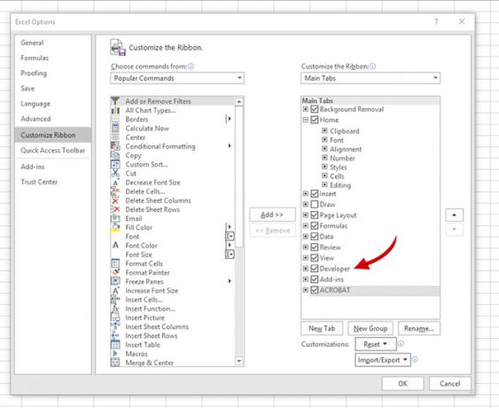 Kā atbloķēt cilni Slēptais izstrādātājs programmā Excel Excel Developer1