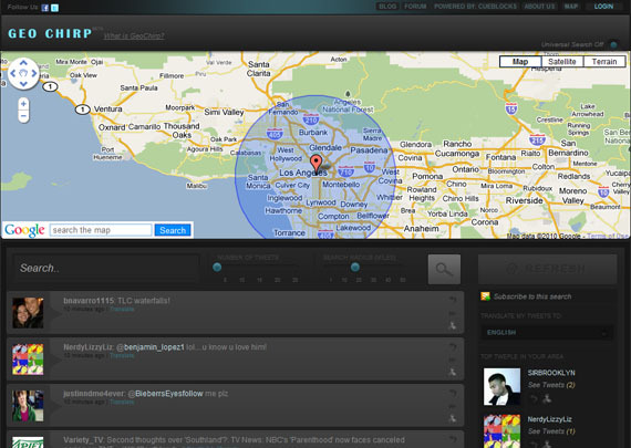 Twitter un Google Maps mashups