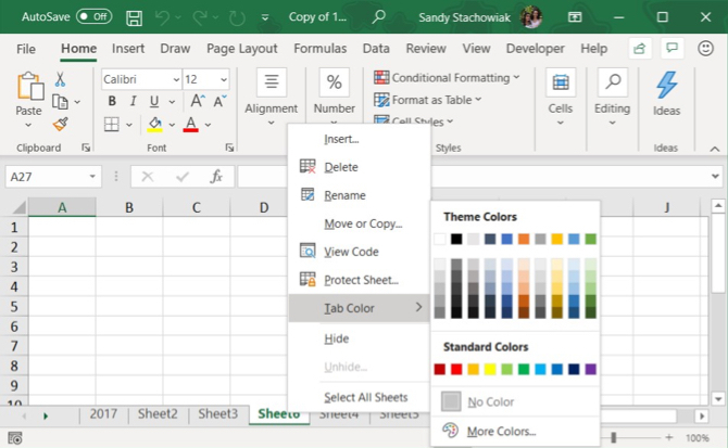 Excel cilne Krāsa