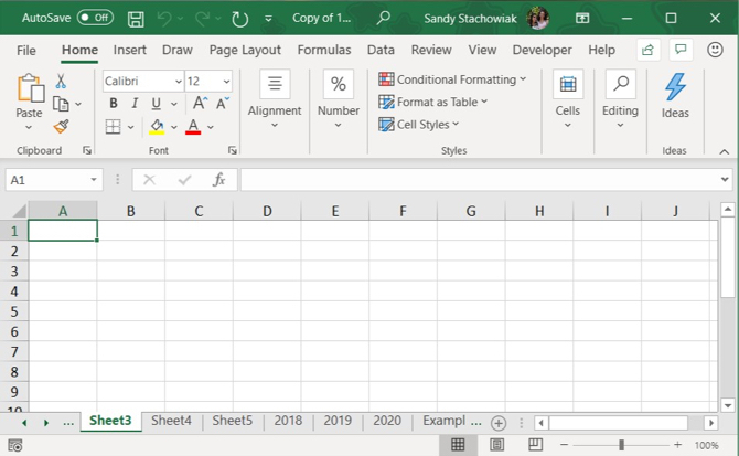 Excel ritināšanas cilnes punkti