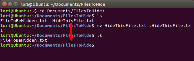 Slēpt failu, izmantojot Linux termināli