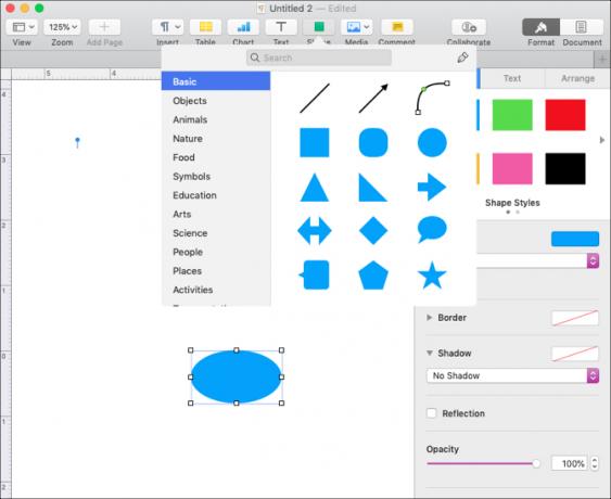 Ievietojiet Shape lapās Mac