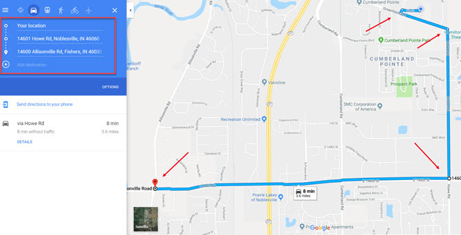 Google Maps alternatīvā maršruta risinājums