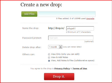 Drop.io - droša un privāta failu koplietošana