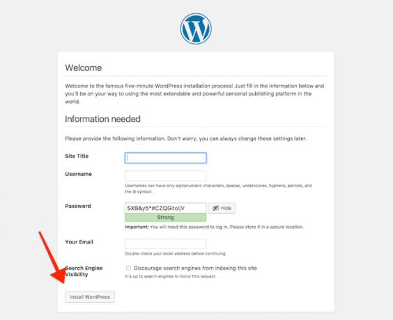 instalēt WordPress uz mākonis 9 3