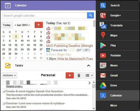 Melnā izvēlne: piekļūstiet visiem Google pakalpojumiem vienā izvēlnē [Chrome] Gcal