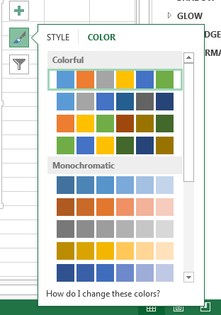 Excel krāsu iestatījumi