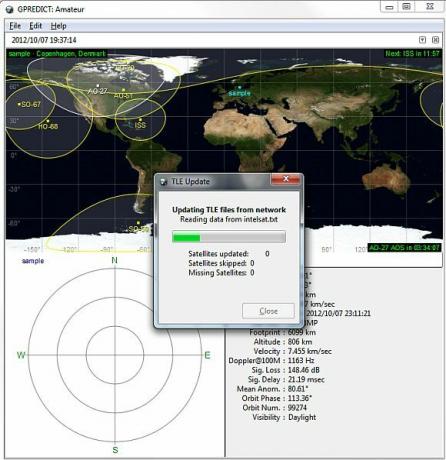 prognozēt satelīta izsekotāju