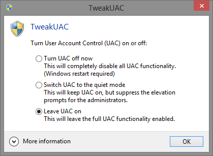 stop uac prompt