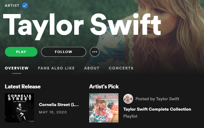 Taylor Swift vietnē Spotify