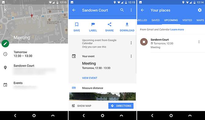 google maps android kalendāra gmail integrācija