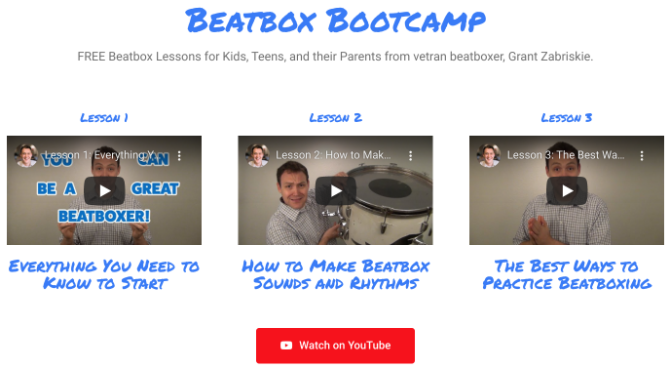 Beatbox Bootcamp trīs YouTube video nodarbībās māca, kā bez maksas izmantot beatbox