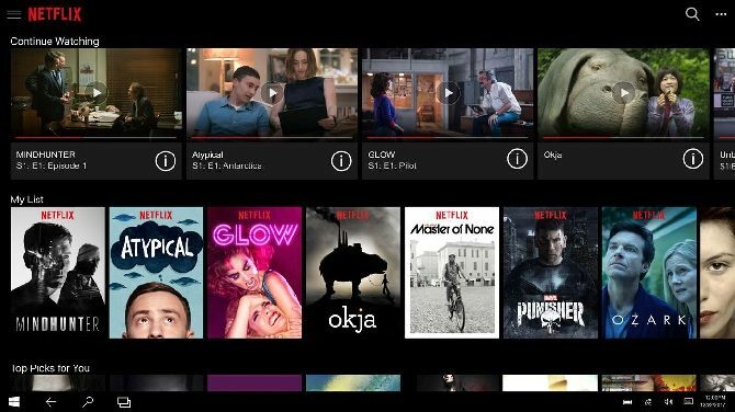 Netflix Windows 10 lietotne