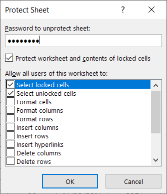 Aizsargājiet lapu ar paroli programmā Excel