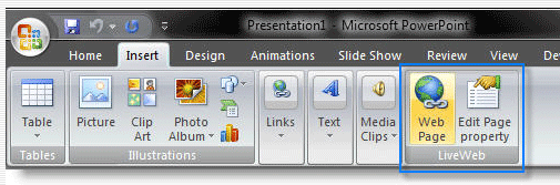 LiveWeb PowerPoint pievienojumprogramma