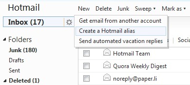 Vienkārši veiciet Hotmail iesūtnes pilnīgu remontu un uzturiet tajā 14 aizstājvārdus