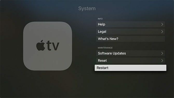 Restartējiet Apple TV