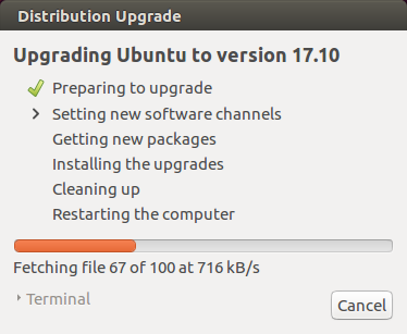 Dialoglodziņš Distribution Upgrade