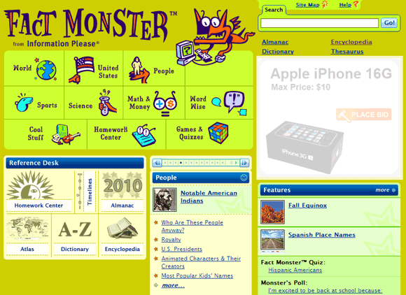 5 bezmaksas tiešsaistes enciklopēdijas, kas piemērotas bērniem Fact Monster