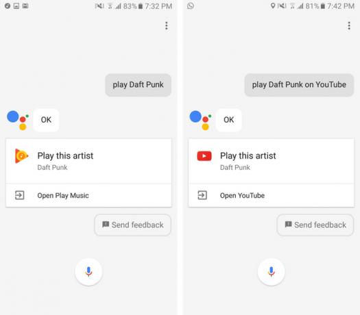 google palīgs spēlēt mūziku atskaņot video