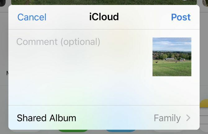 iCloud koplietotā albuma izveides logs