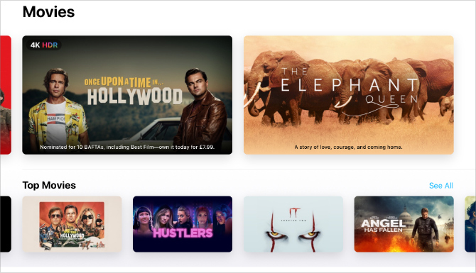 Apple TV lietotne rāda jaunākās filmas