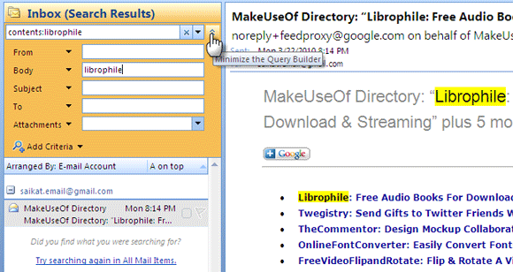 6 veidi, kā meklēt e-pastus programmā Outlook 2007 tūlītējā meklēšana4