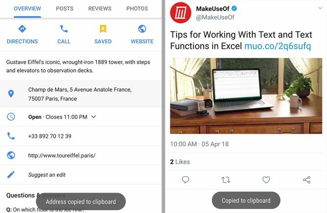 kopēt un ielīmēt android - Google Maps un Twitter kopēšanas tekstu