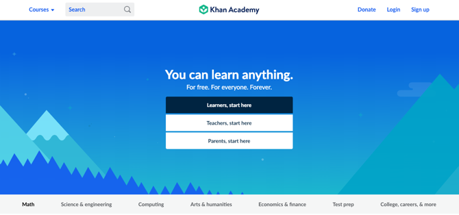 Khan Academy ekrānuzņēmums