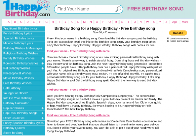 1 Happy Birthday ir bezmaksas pielāgota dzimšanas dienas dziesma ar jūsu vārdu tajā