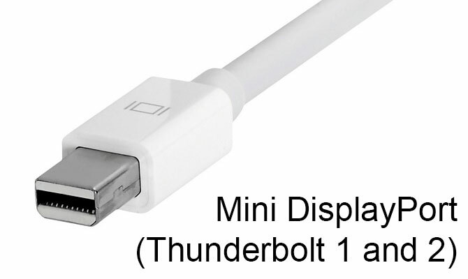 Mini DisplayPort un Thunderbolt 1/2 savienotājs