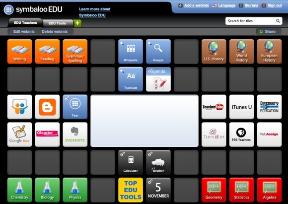 Izveidojiet savu virtuālo mācību vidi, izmantojot SymbalooEDU 01b Symbaloo galveno lapu