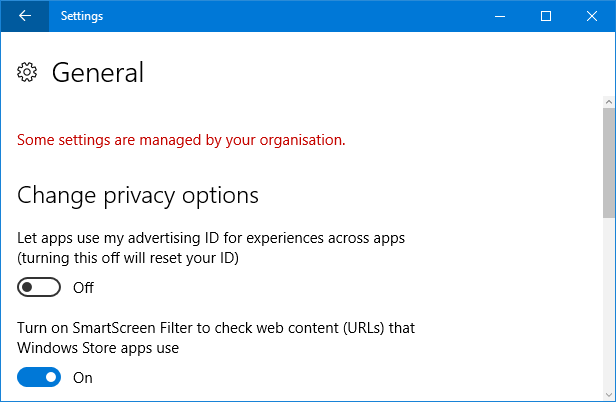 Windows 10 privātuma iestatījumi