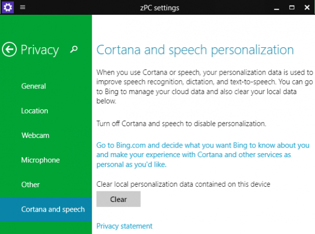 Cortana privātums