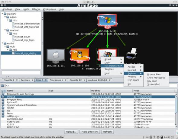 Armitage - GUI Metasploit ietvarstruktūrai, kas patiešām padara neaizsargāto vietu atrašanu un izmantošanu ļoti vieglu