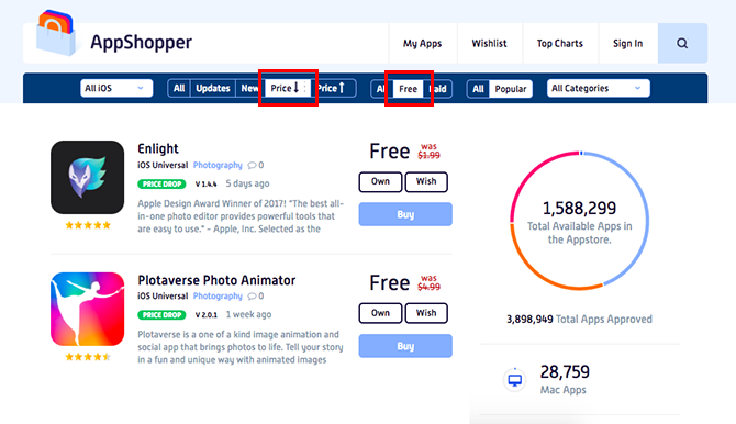 Kā redzēt, kad apmaksātās iOS lietotnes kļūst par bezmaksas AppShopper