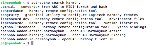 openhab apt-cache meklēt harmonijas iesiešanu