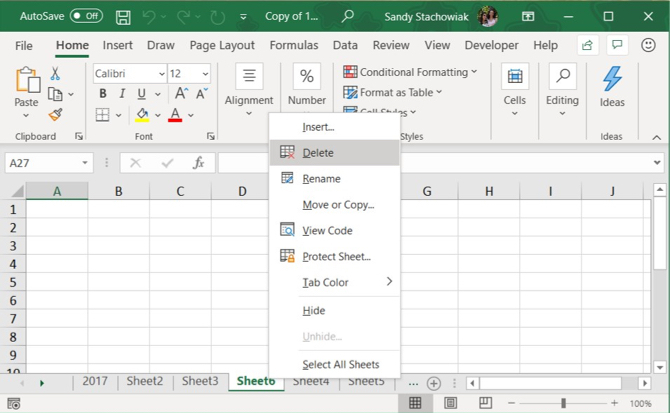 Cilne Excel dzēšana