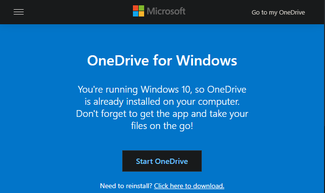 Windows 10 OneDrive vietne