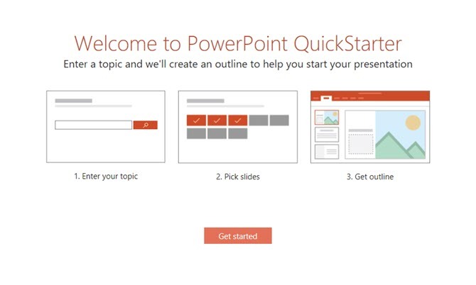 PowerPoint QuickStarter uzreiz ieskicē jebkuru jaunu prezentāciju un sāk jūs izslēgt labās PowerPoint ātrā startera darbības.