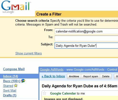 Atbrīvojiet laiku, izmantojot Google kalendāru, emuāru un statusa atjauninājumus gmailfilter5