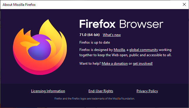 Firefox atjaunināšanas logs