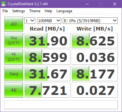 5 lietotnes, lai pārbaudītu USB zibatmiņas ātrumu operētājsistēmā Windows, testē usb diska ātrumu crystaldiskmark