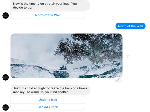 Tronī izdzīvošanas facebook messenger bot spēle