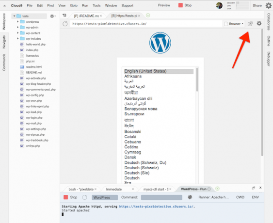 instalēt WordPress uz mākonis 9 9