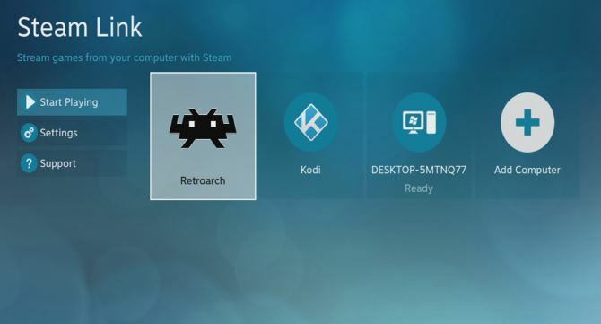 RetroArch ir instalēts Steam Link