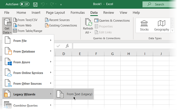 Teksta mantojuma vednis Microsoft Excel