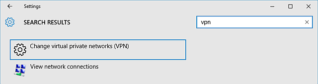 Windows 10 VPN iestatījumu panelis